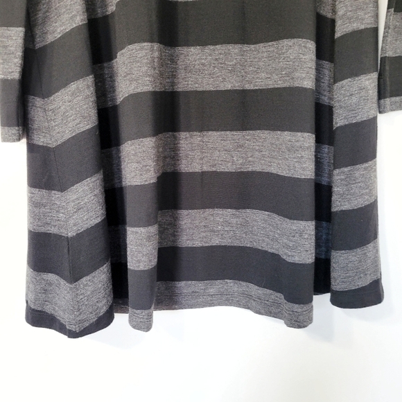 NWT LOFT Ann Taylor Long Sleeve Cowl Neck Black Gray Striped Dress Size Small - Picture 6 of 11